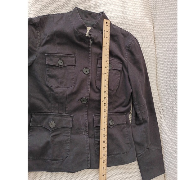 Sitwell Military Utility Jacket Black Cotton Blend Mock Neck Pockets Women 12 - Picture 10 of 11